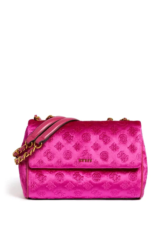 Flash Sale Fever Guess Kimi Velvet Crossbody bag, Fuchsia