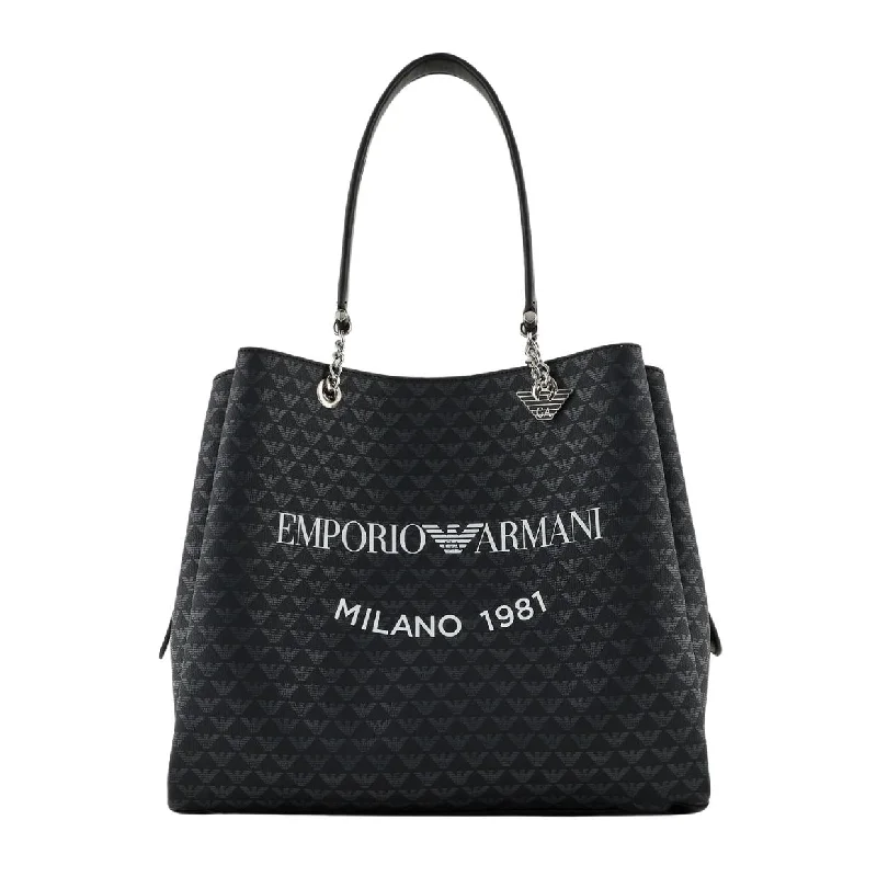 Festive Holiday Gift Bags Emporio Armani All-Over Eagle Logo Black Tote Bag