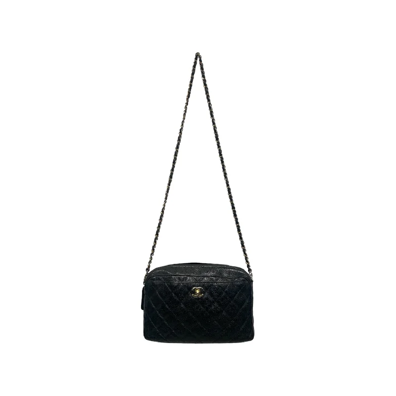 Luxury Bags On Sale CHANEL/Cross Body Bag/Leather/BLK/QUILTED CAVIAR POCKET CAMERA