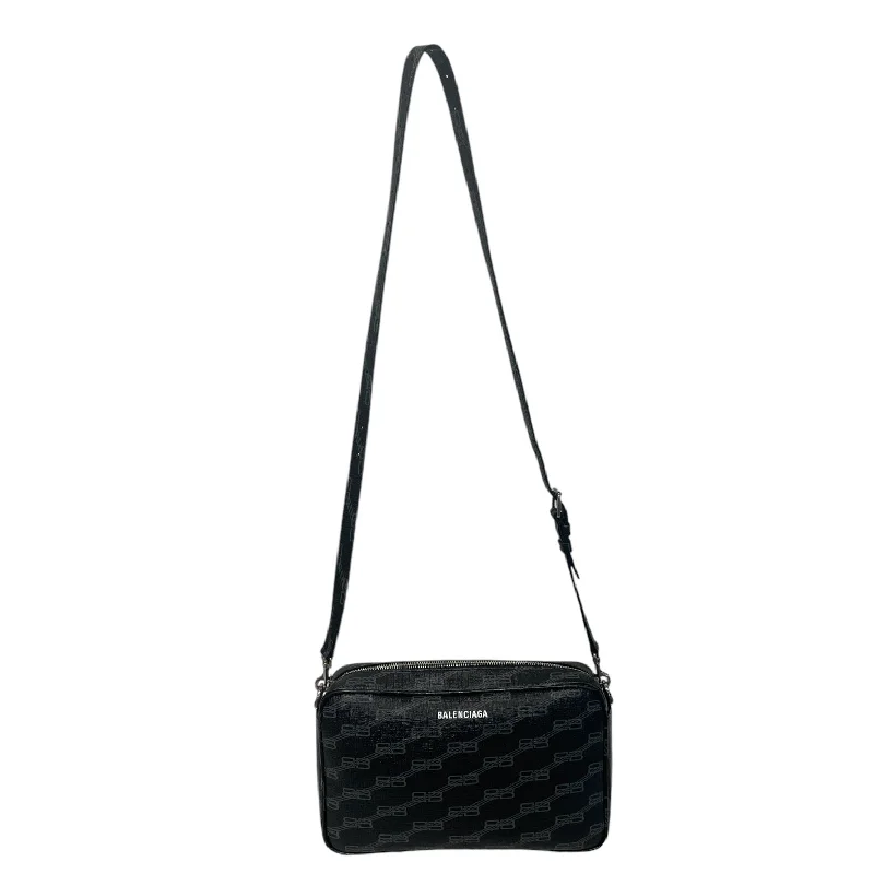 Compact Bags For Minimalist Travelers BALENCIAGA/Cross Body Bag/Monogram/Leather/BLK/Medium Camera Bag