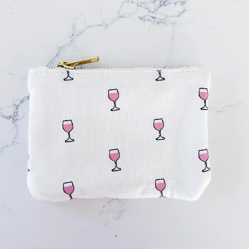 Bags For Minimalist And Functional Design Coin Purse - Pink Wine Glasses