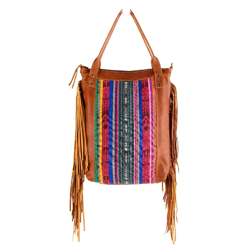 Bags With Discounts PERFECT FRINGE TOTE - OOAK CORTE TEXTILE - CAFE - NO. 10661