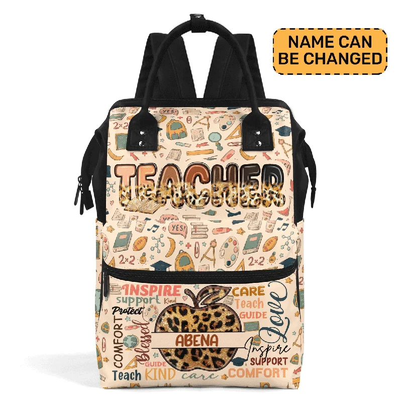 Bags For Sporty And Athletic Styles Teacher Apple Teacher Apple - Personalized Duckbilled Backpack SBDBPLM1432M