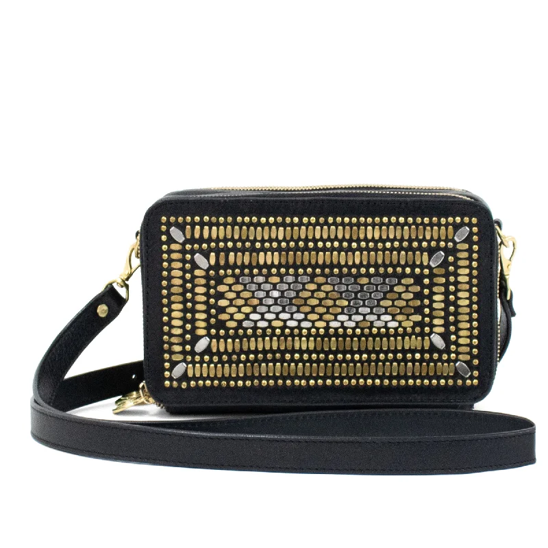 Black Leather w/ Brass & Nickel Art