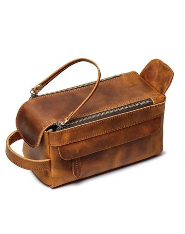Versatile Bags That Suit Any Outfit Or Event Cool Brown Leather Men's Box Clutch Bag Portable Bag Mini Handbag for Men