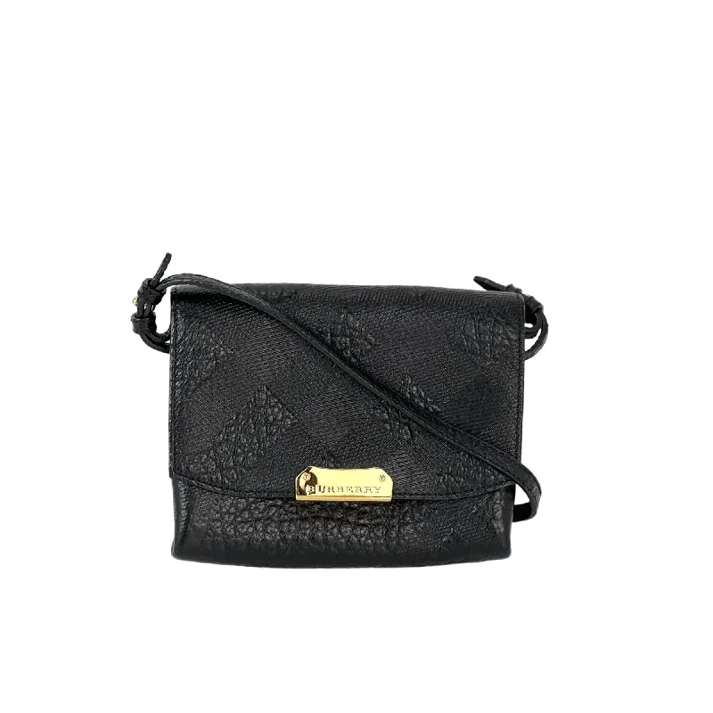 Minimalist Bags For Clean And Modern Aesthetics Burberry Signature Grain Leather Check Embossed Langley Black Crossbody