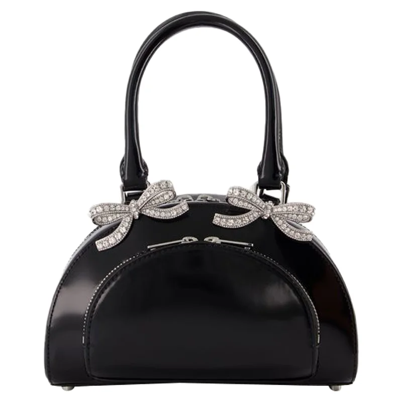 Elegant New Year Party Bags With Flash Sales Curved Mini Handbag - SELF PORTRAIT - Leather - Black